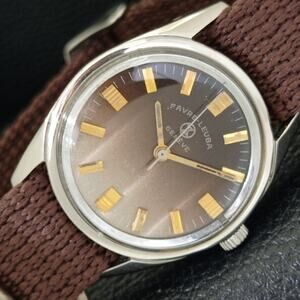 Vintage 1979 Favre Leuba Manual Mens Silver Watch W/Nato Strap